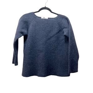 DKNY Wool Charcoal Gray Vintage 3/4 Sleeve Sweater Straight Fit Size Small